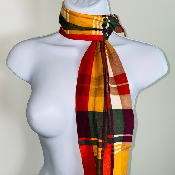 Beautiful Unisex Vintage Plaid Sash Style Scarf - Picture 1 of 9